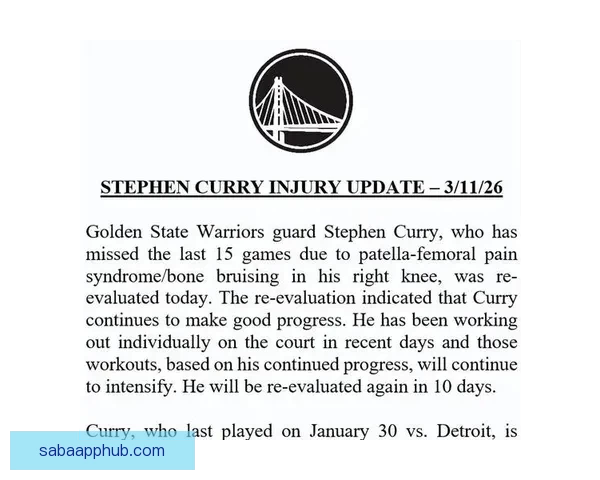 库里复出再次推迟已连续缺阵25场但仍未放弃常规赛回归希望